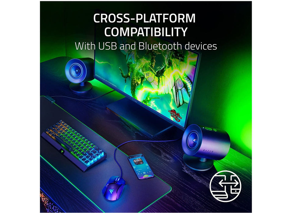 Razer Nommo V2 Full Range 2.1 PC Gaming Speakers with Subwoofer